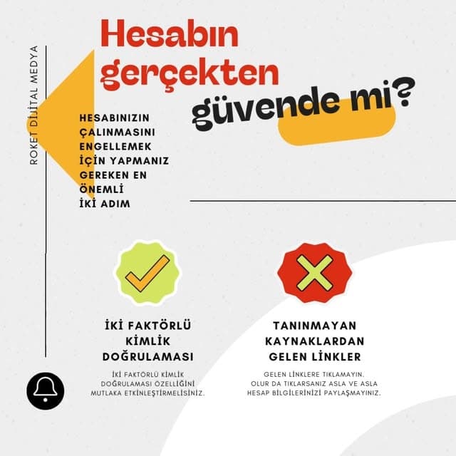 Hesap güvenliği için iki faktörlü doğrulama anlatan bilgilendirme görseli