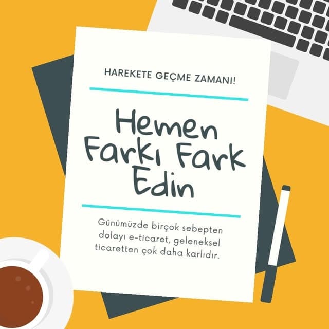 Masaüstünde not kağıdı üzerinde el yazısı ile 'Hemen farkı fark edin' başlığı